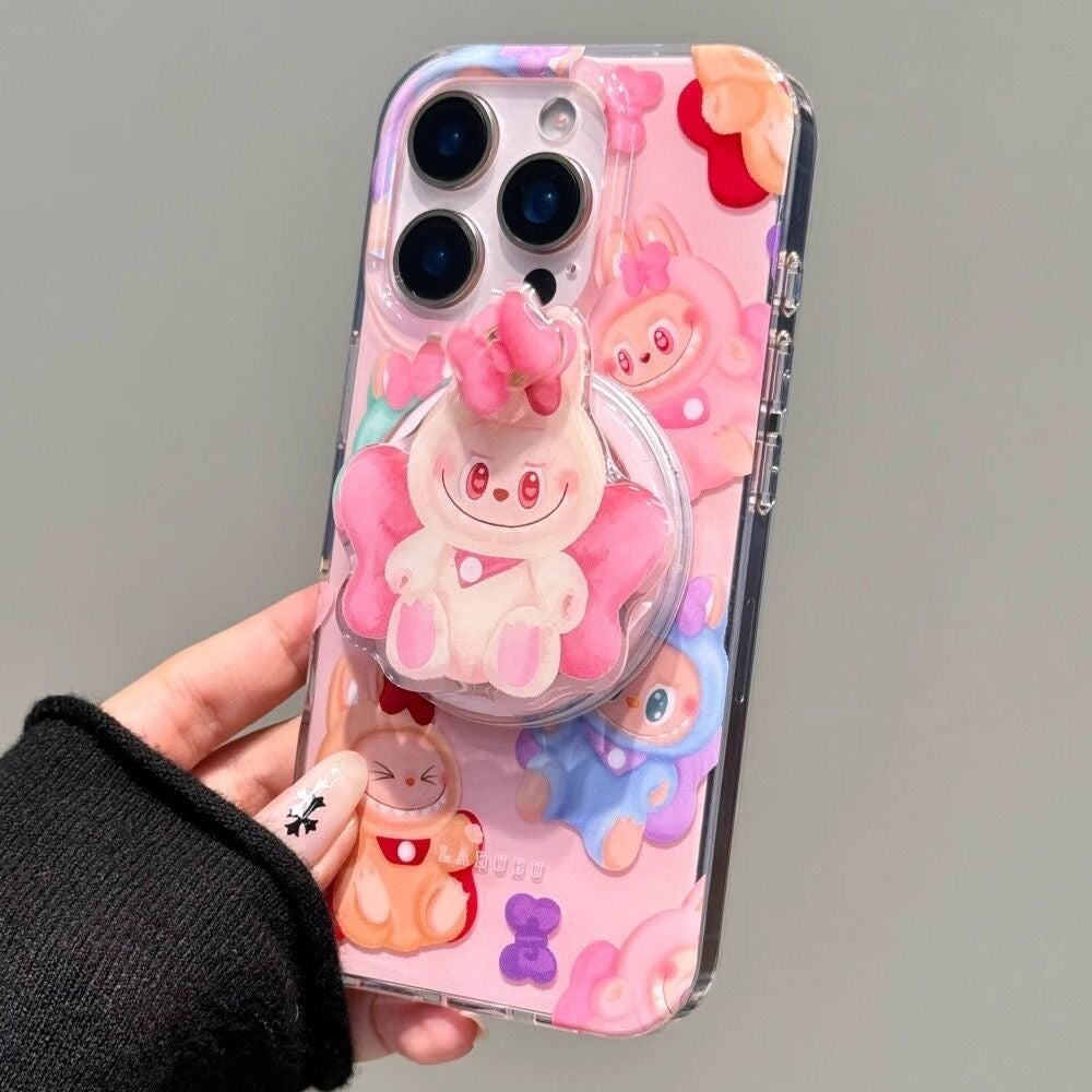 Labubu Grip Phone Case β Baby Bow Edition with Soft Handle