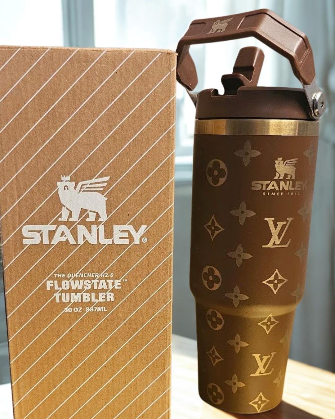 Luxury LV Flip Straw Tumbler