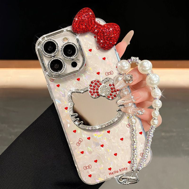 Hello Kitty Vanity Phone Case β Majestic Bow with Bracelet Stand