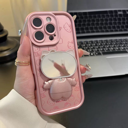 Hello Kitty Pink Mirror Stand Case – Chic & Foldable Makeup Accessory