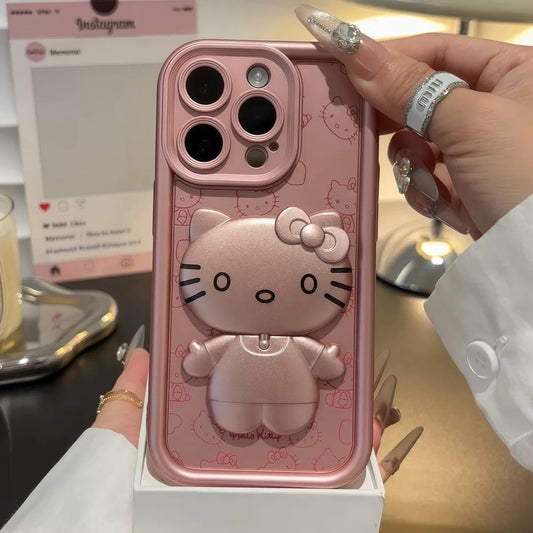 Hello Kitty Pink Mirror Stand Case – Chic & Foldable Makeup Accessory
