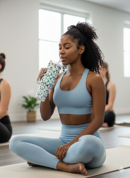 40oz Holographic Monogram Quencher Tumbler – White